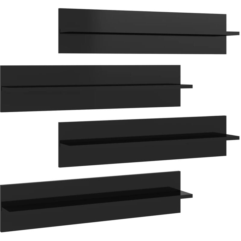 

Vidaxl - Estantes de pared 4 uds aglomerado nedro brillante 80x11,5x18 cm - Negro