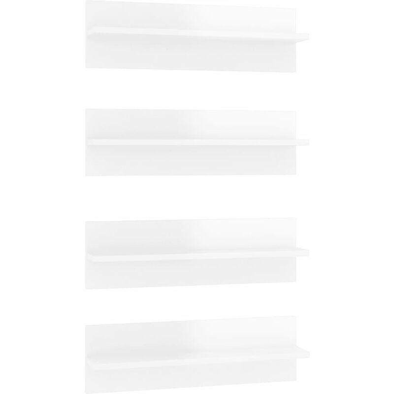 

vidaXL Estantes de pared aglomerado 60x11,5x18cm 4 uds blanco brillante - Blanco