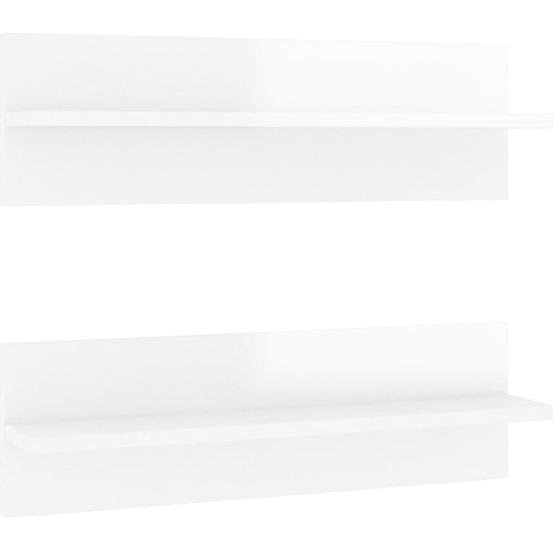 

vidaXL Estantes de pared aglomerado 60x11,5x18 cm 2 uds blanco brillante - Blanco