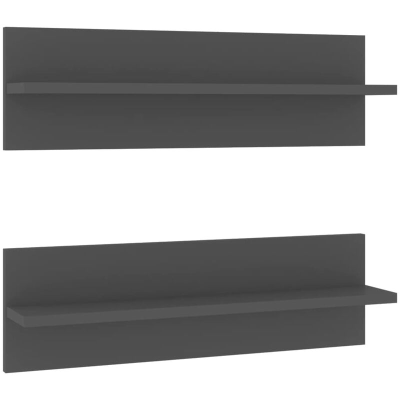 

vidaXL Estantes de pared aglomerado 60x11,5x18 cm 2 uds gris - Gris