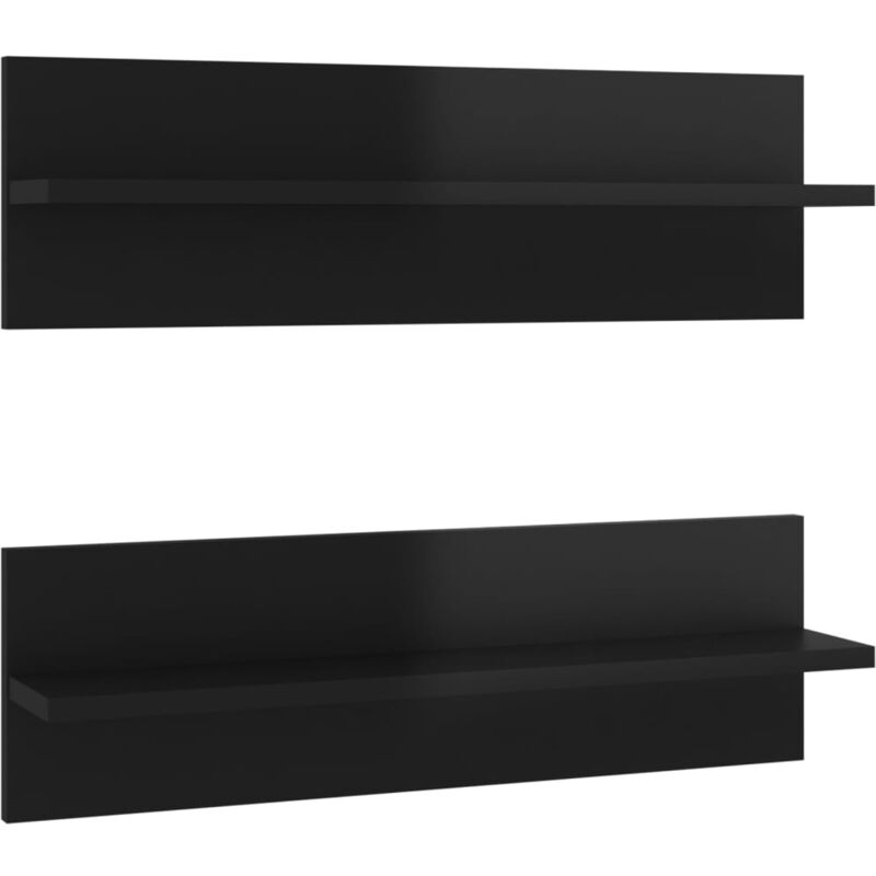 

vidaXL Estantes de pared aglomerado 60x11,5x18cm 2 uds negro brillante - Negro