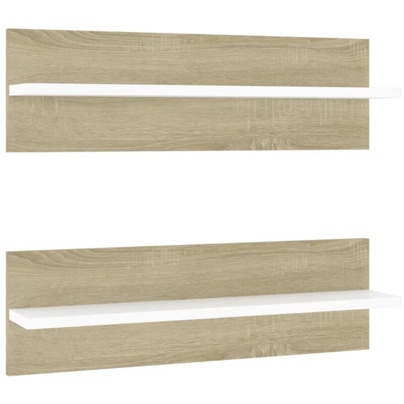 

vidaXL Estantes de pared aglomerado 60x11,5x18 cm 2 uds blanco y roble Sonoma - Blanco