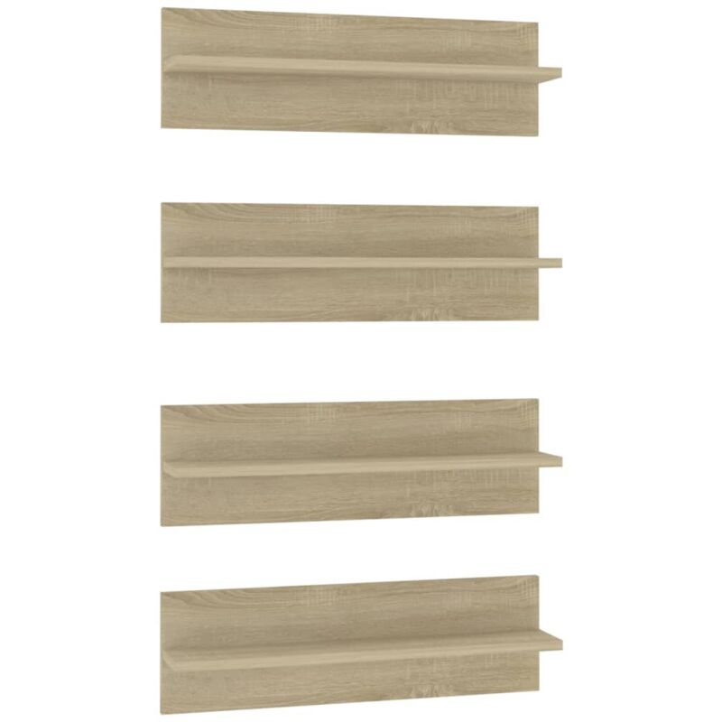 

vidaXL Estantes de pared aglomerado 60x11,5x18 cm 4 uds color roble Sonoma - Marrón