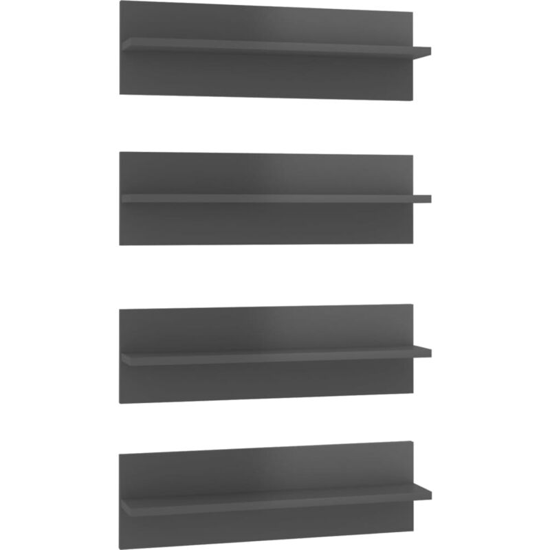 

vidaXL Estantes de pared aglomerado 60x11,5x18cm 4 uds gris brillante - Gris