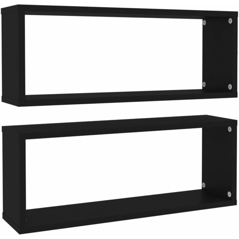 

vidaXL Estantes cubo de pared 60x15x23 cm 2 unidades aglomerado negro - Negro