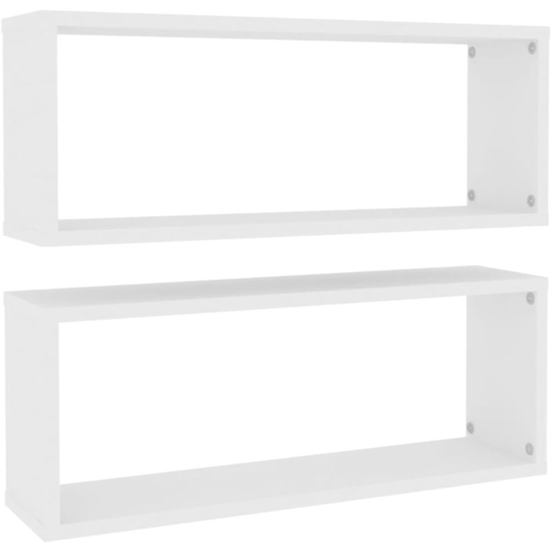 

vidaXL Estantes cubo de pared 60x15x23 cm 2 uds aglomerado blanco - Blanco