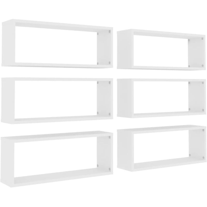 

vidaXL Estantes cubo de pared 60x15x23 cm 6 unidades aglomerado blanco - Blanco