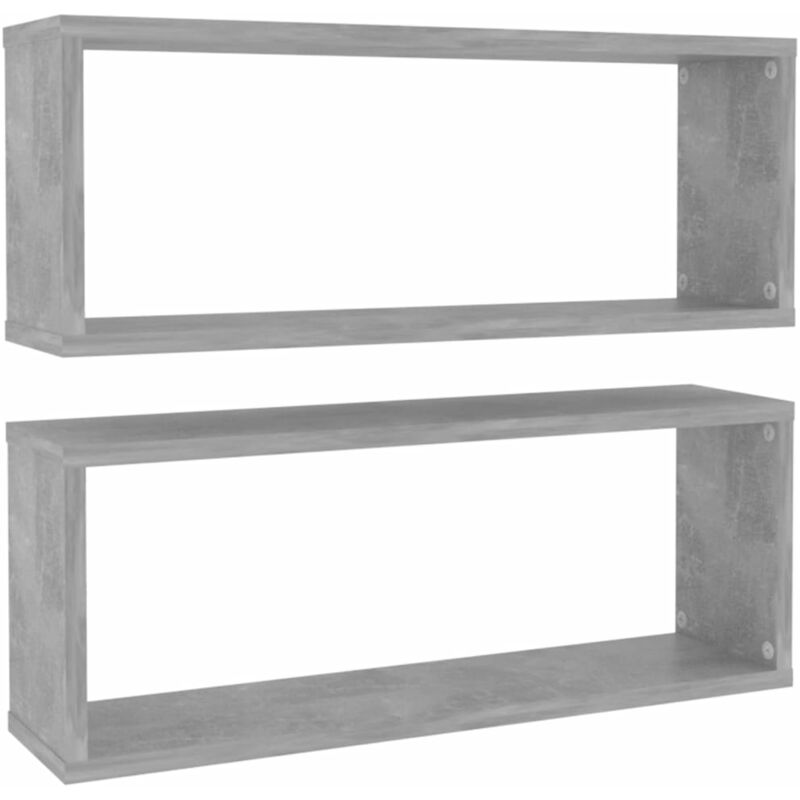 

vidaXL Estantes cubo de pared 60x15x23 cm 2 uds aglomerado gris hormigón - Gris