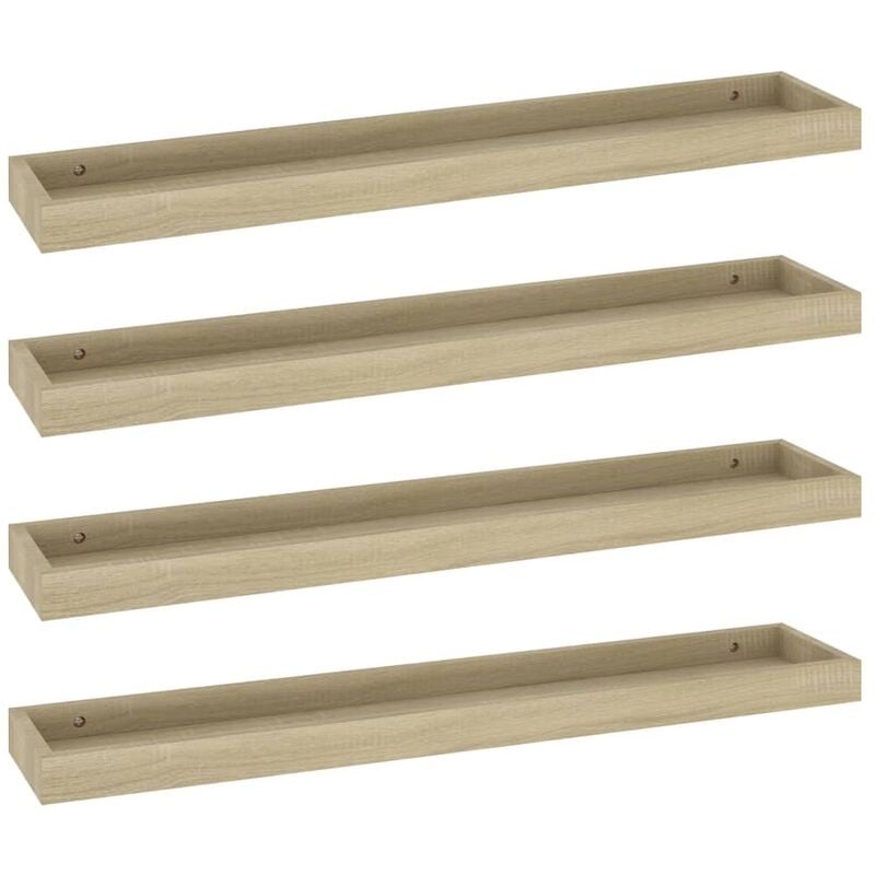 

vidaXL Estantes de pared Loggia MDF 4 uds roble 80x15x4 cm - Marrón