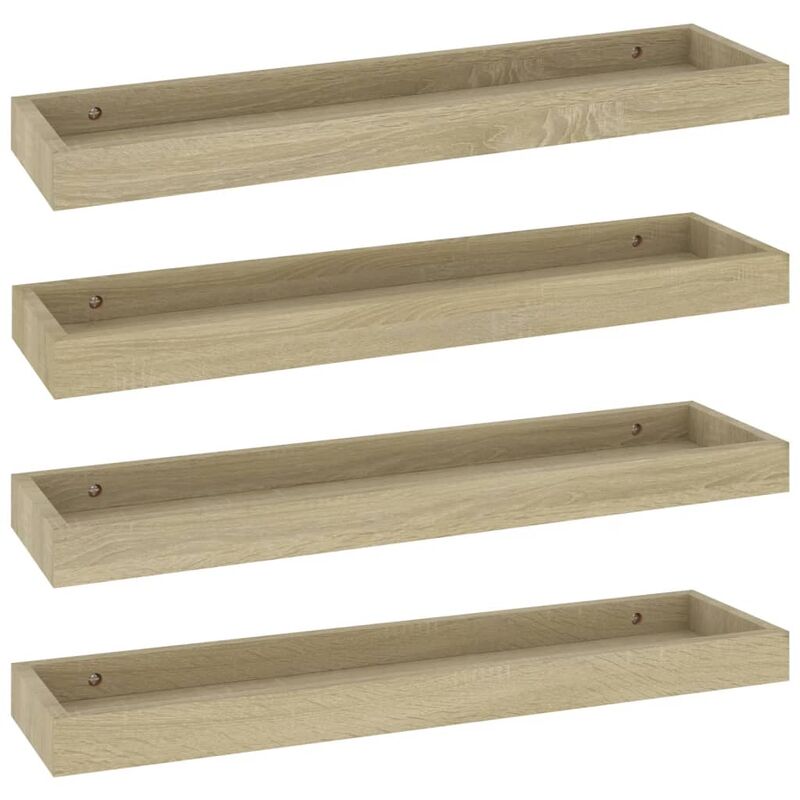 

vidaXL Estantes de pared Loggia MDF 4 uds roble 60x15x4 cm - Marrón