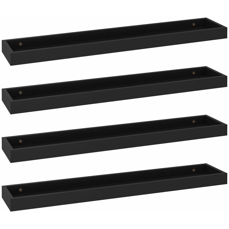 

vidaXL Estantes de pared Loggia MDF 4 uds negro 80x15x4 cm - Negro