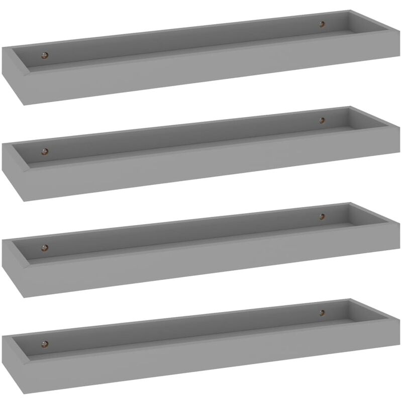 

vidaXL Estantes de pared Loggia MDF 4 uds gris 60x15x4 cm - Gris