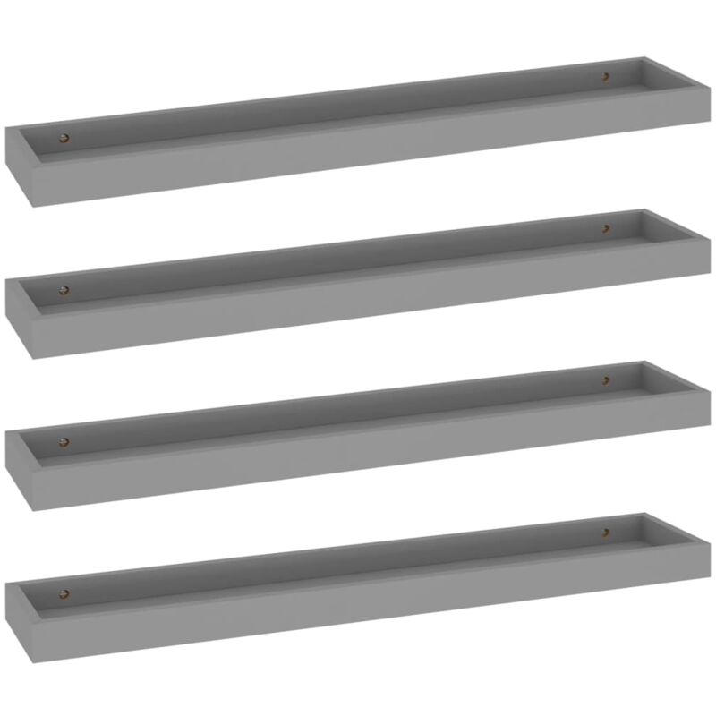 

vidaXL Estantes de pared Loggia MDF 4 uds gris 80x15x4 cm - Gris