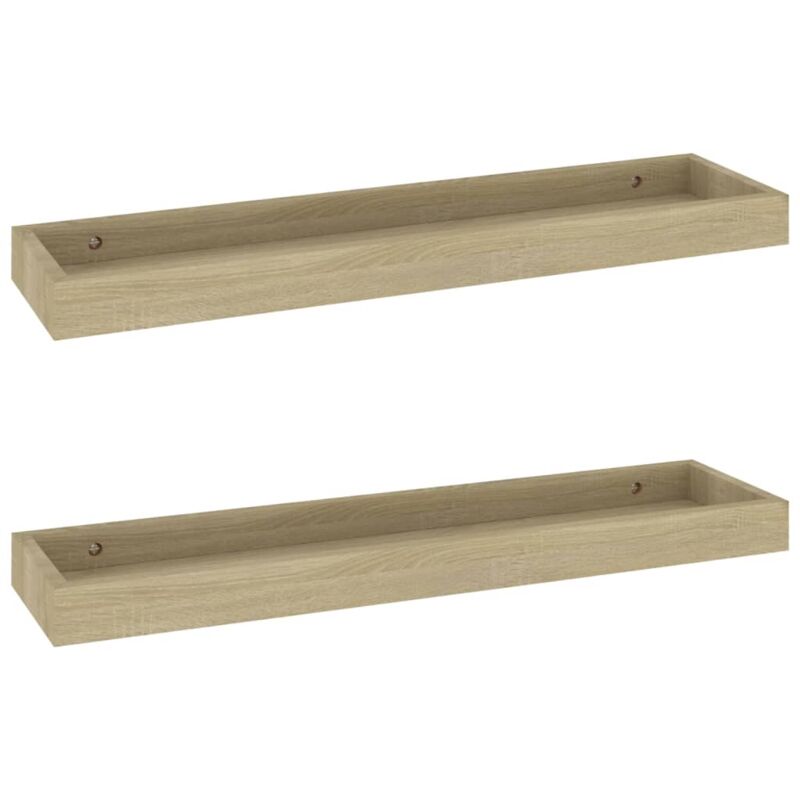 

vidaXL Estantes de pared Loggia MDF 2 uds roble 60x15x4 cm - Marrón