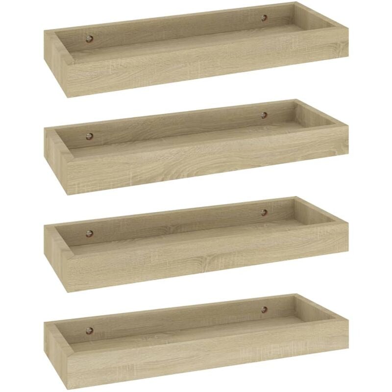 

vidaXL Estantes de pared Loggia MDF 4 uds roble 40x15x4 cm - Marrón