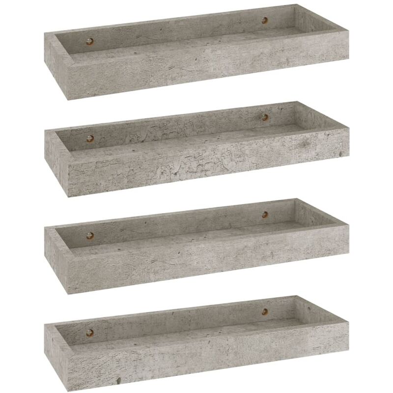 

vidaXL Estantes de pared Loggia MDF 4 uds gris hormigón 40x15x4 cm - Gris