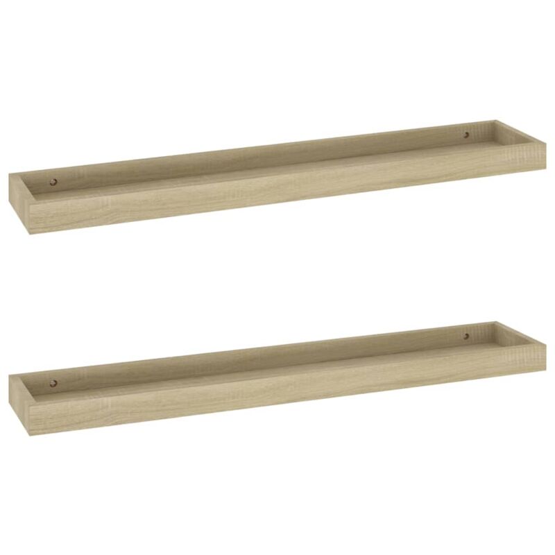 

vidaXL Estantes de pared Loggia MDF 2 uds roble 80x15x4 cm - Marrón