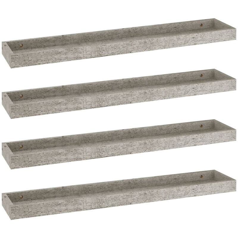 

vidaXL Estantes de pared Loggia MDF 4 uds gris hormigón 80x15x4 cm - Gris