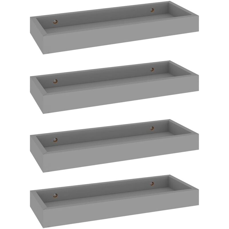 

vidaXL Estantes de pared Loggia MDF 4 uds gris 40x15x4 cm - Gris