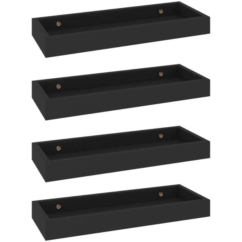 

vidaXL Estantes de pared Loggia MDF 4 uds negro 40x15x4 cm - Negro
