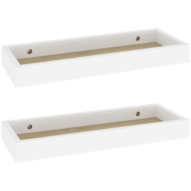 

vidaXL Estantes de pared Loggia MDF 2 uds blanco y roble 40x15x4 cm - Blanco
