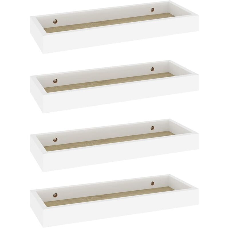 

vidaXL Estantes de pared Loggia MDF 4 uds blanco y roble 40x15x4 cm - Blanco