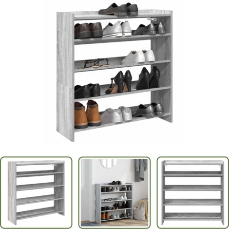 vidaXL Estantes decorativos -  Mueble zapatero madera contrachapada gris sonoma 80x25x81 cm