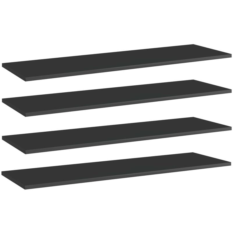 

vidaXL Estantes estantería 4 uds aglomerado negro brillo 100x30x1,5 cm - Negro