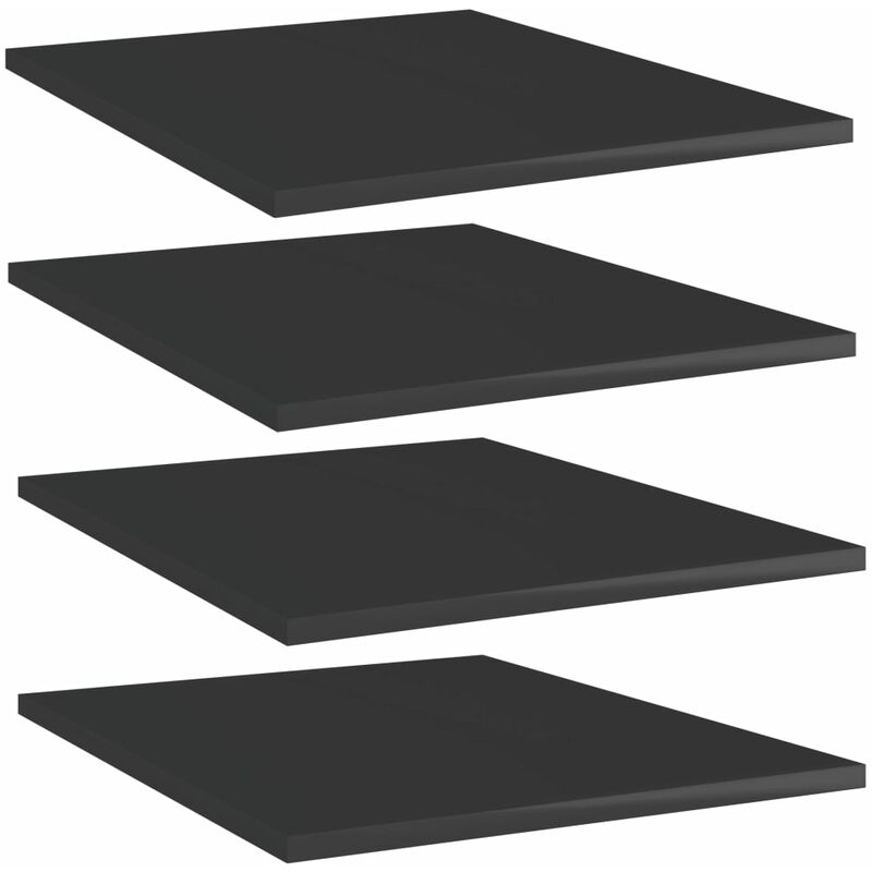 

vidaXL Estantes estantería 4 uds aglomerado negro brillo 40x50x1,5 cm - Negro