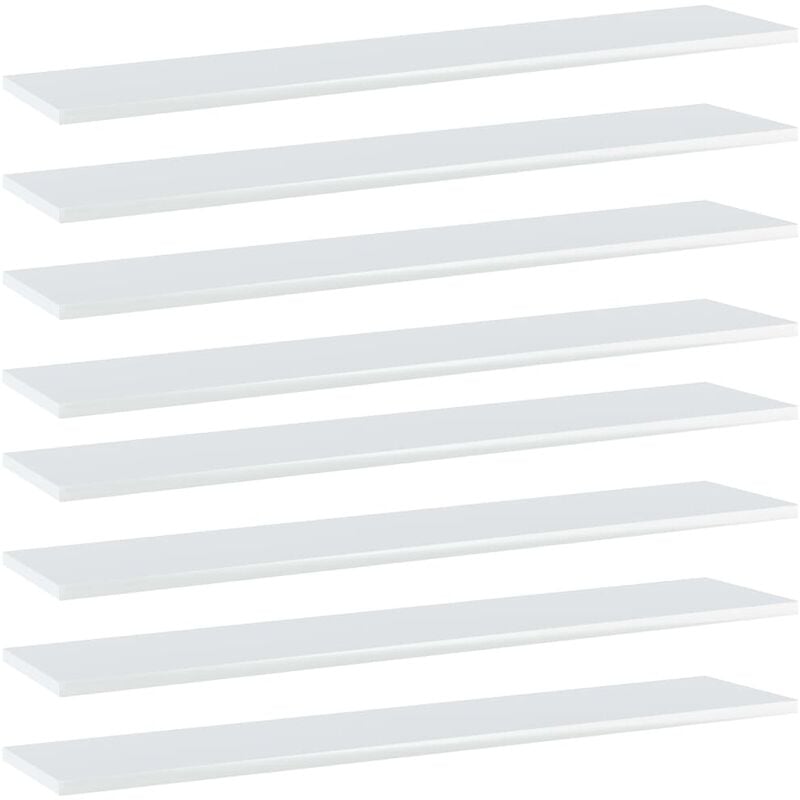 

vidaXL Estantes estantería 8 uds aglomerado blanco brillo 100x20x1,5cm - Blanco