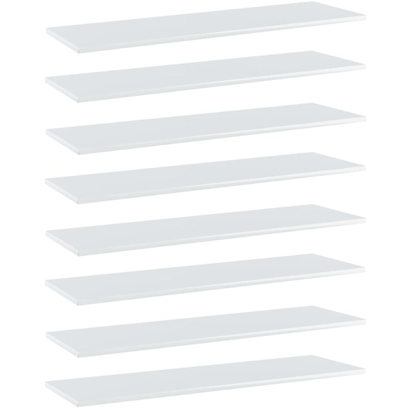 

vidaXL Estantes estantería 8 uds aglomerado blanco brillo 100x30x1,5cm - Blanco