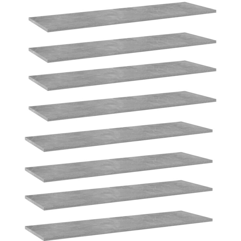 

vidaXL Estantes estantería 8 uds aglomerado gris hormigón 100x30x1,5cm - Gris