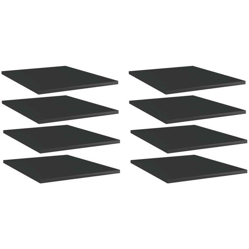 

vidaXL Estantes estantería 8 uds aglomerado negro brillo 40x50x1,5 cm - Negro