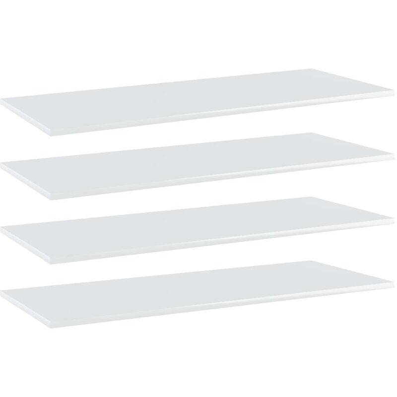 

vidaXL Estantes estantería 4 uds aglomerado blanco brillo 100x40x1,5cm - Blanco