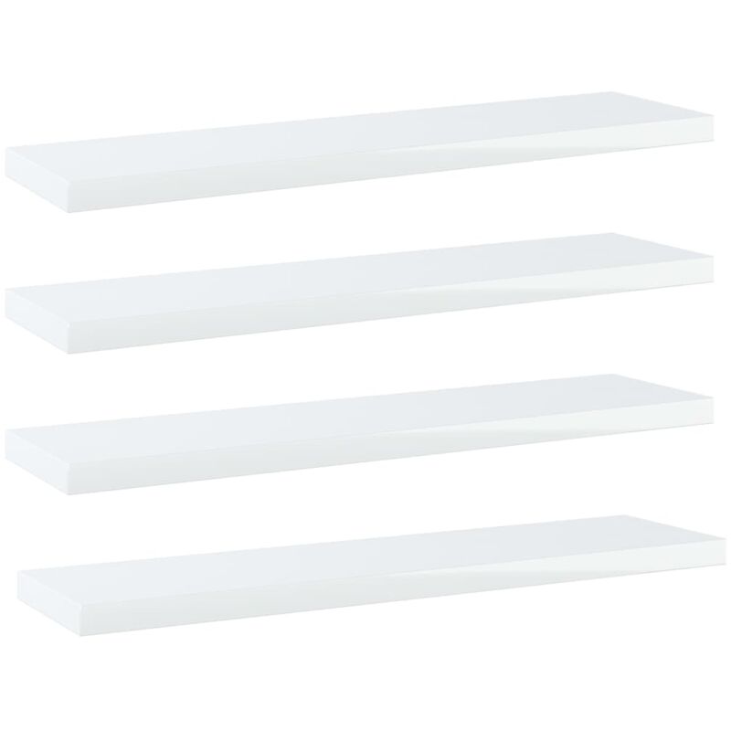 

vidaXL Estantes estantería 4 uds aglomerado blanco brillo 40x10x1,5 cm - Blanco