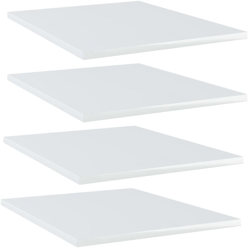 

vidaXL Estantes estantería 4 uds aglomerado blanco brillo 40x50x1,5 cm - Blanco