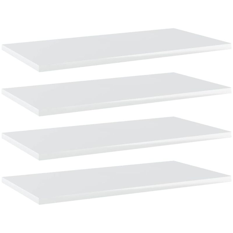 

vidaXL Estantes estantería 4 uds aglomerado blanco brillo 60x30x1,5 cm - Blanco