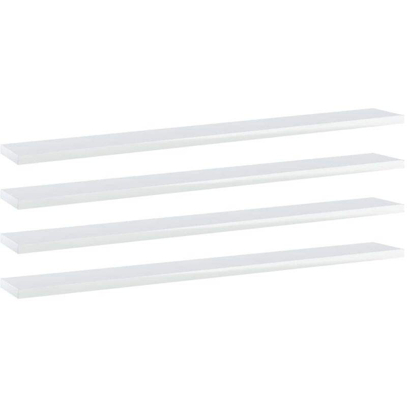 

vidaXL Estantes estantería 4 uds aglomerado blanco brillo 80x10x1,5 cm - Blanco