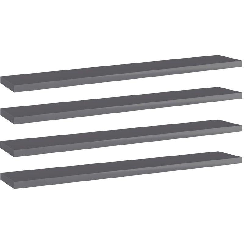 

vidaXL Estantes estantería 4 uds aglomerado gris brillo 60x10x1,5 cm - Gris