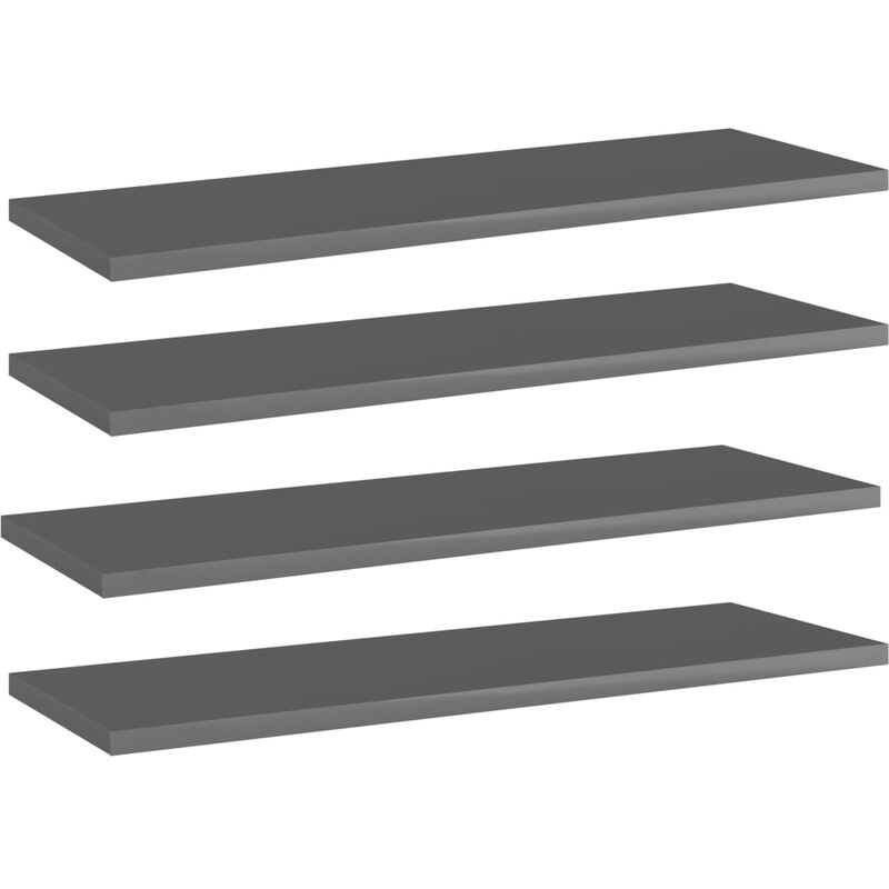 

vidaXL Estantes estantería 4 uds aglomerado gris brillo 60x20x1,5 cm - Gris