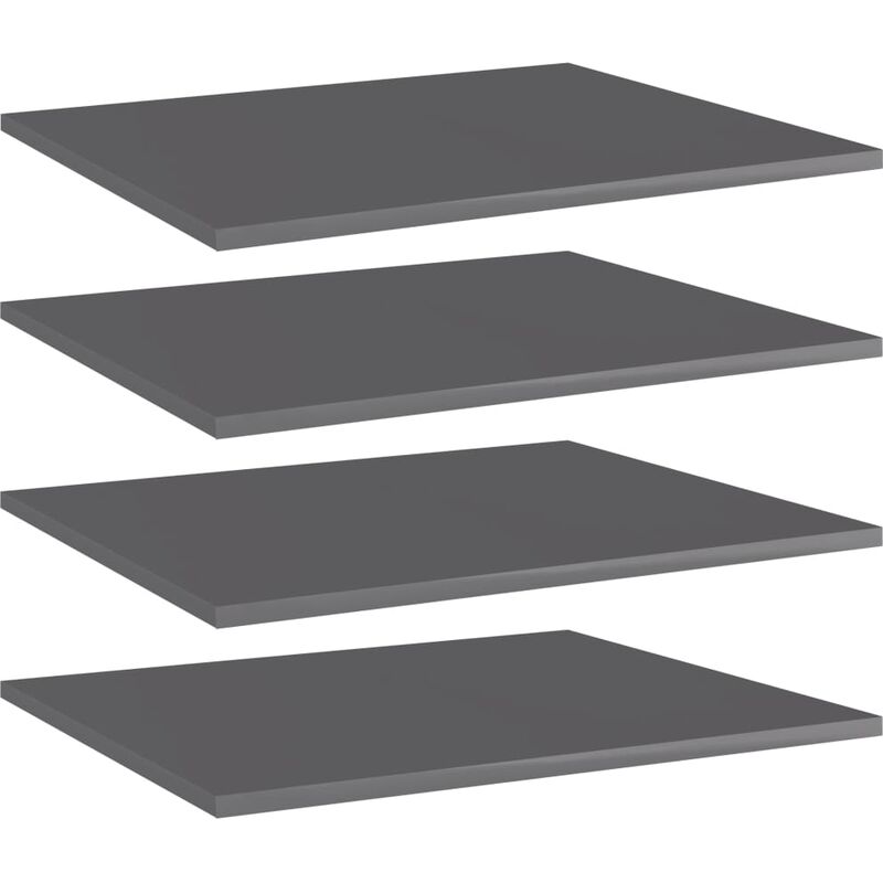 

vidaXL Estantes estantería 4 uds aglomerado gris brillo 60x50x1,5 cm - Gris