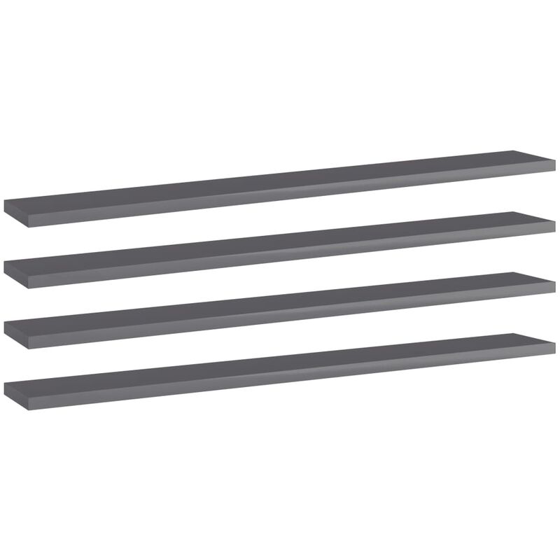 

vidaXL Estantes estantería 4 uds aglomerado gris brillo 80x10x1,5 cm - Gris