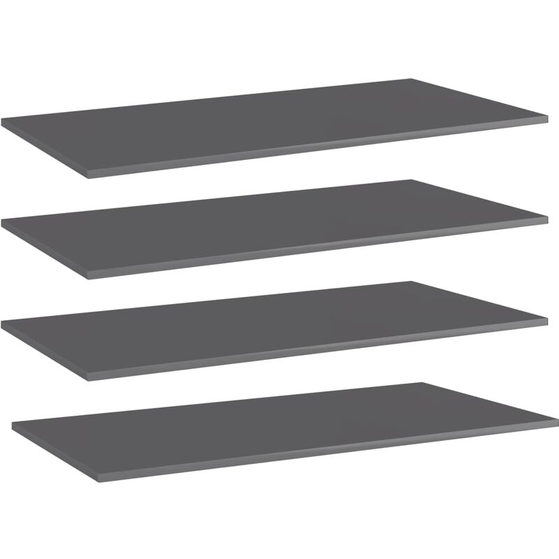 

vidaXL Estantes estantería 4 uds aglomerado gris brillo 80x20x1,5 cm - Gris