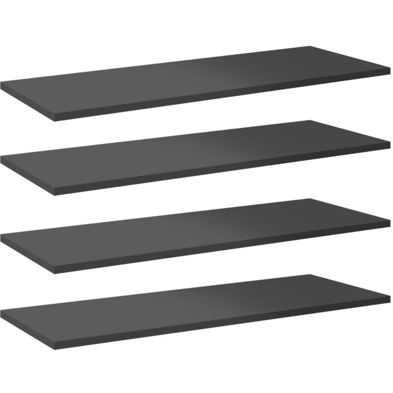 

vidaXL Estantes estantería 4 uds aglomerado gris brillo 80x30x1,5 cm - Gris