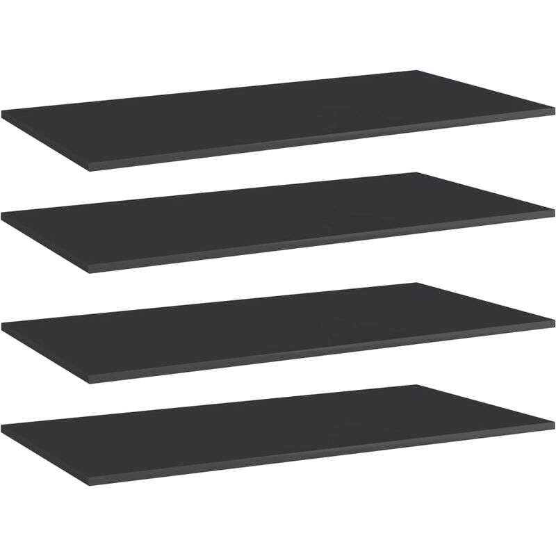 

vidaXL Estantes estantería 4 uds aglomerado negro brillo 100x50x1,5 cm - Negro