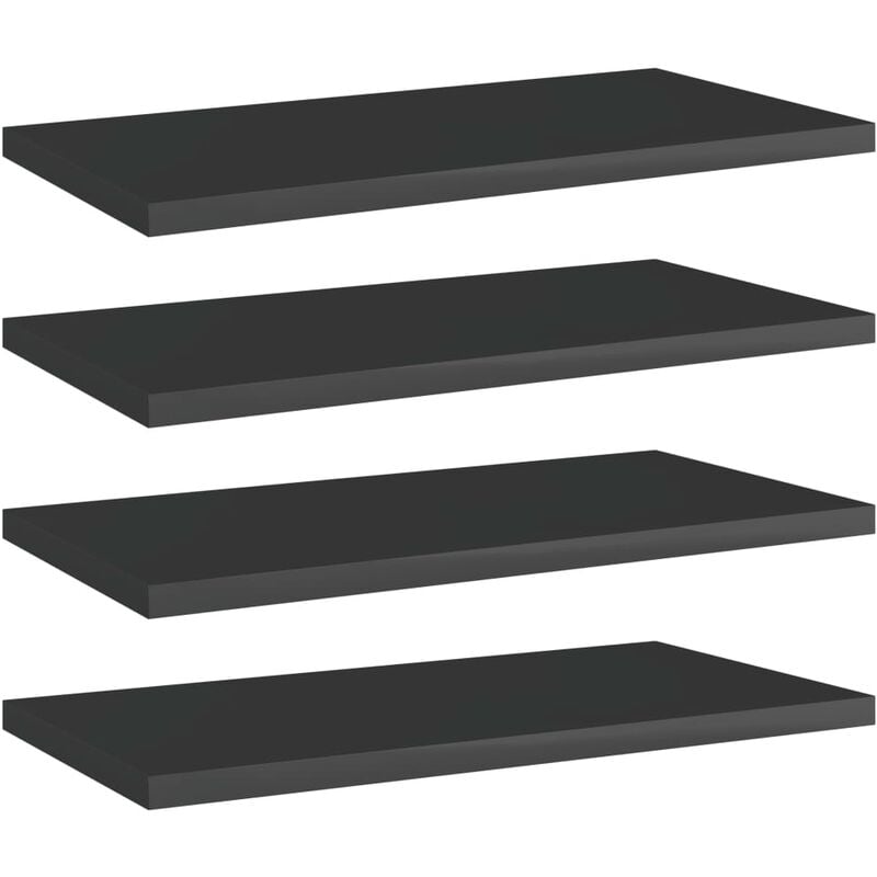 

vidaXL Estantes estantería 4 uds aglomerado negro brillo 40x20x1,5 cm - Negro
