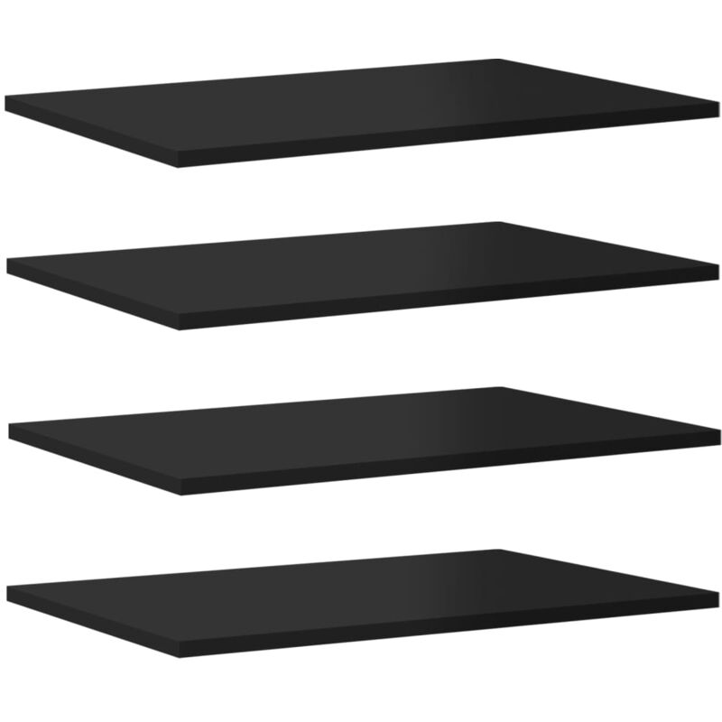 

vidaXL Estantes estantería 4 uds aglomerado negro brillo 60x40x1,5 cm - Negro