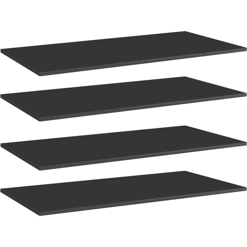 

vidaXL Estantes estantería 4 uds aglomerado negro brillo 80x20x1,5 cm - Negro