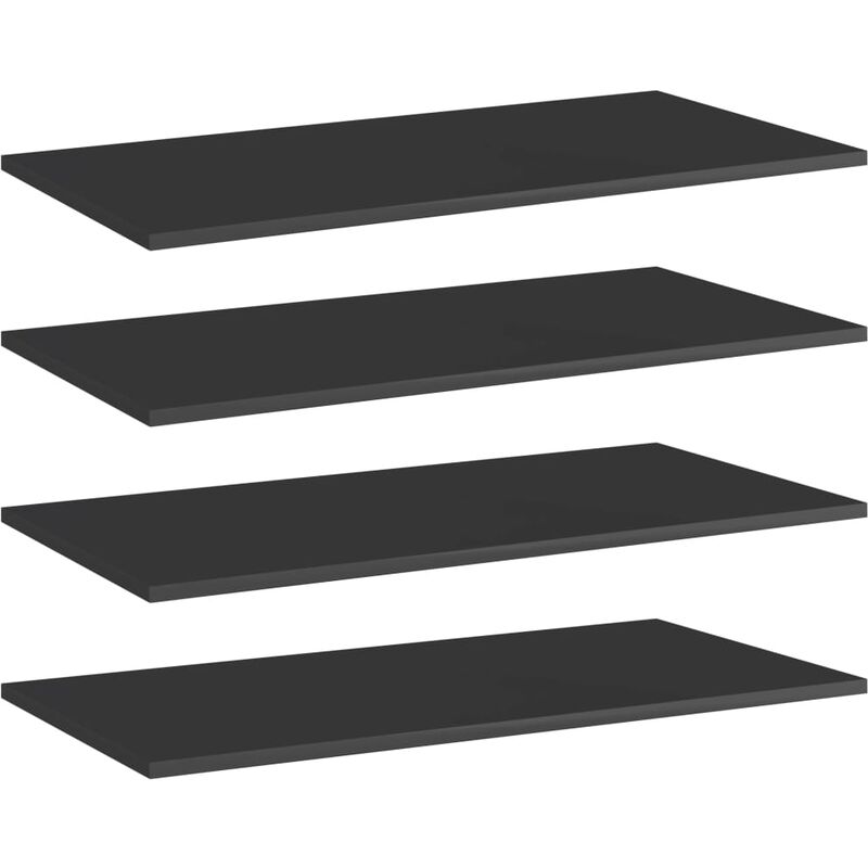 

vidaXL Estantes estantería 4 uds aglomerado negro brillo 80x40x1,5 cm - Negro