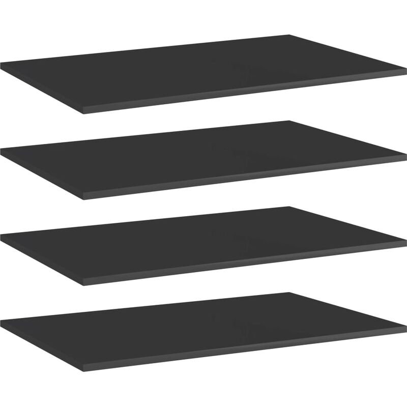 

vidaXL Estantes estantería 4 uds aglomerado negro brillo 80x50x1,5 cm - Negro